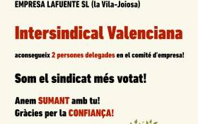 ICS Intersindical Valenciana gana las elecciones en “La Fuente”, empresa de limpieza de la Vila-Joiosa.